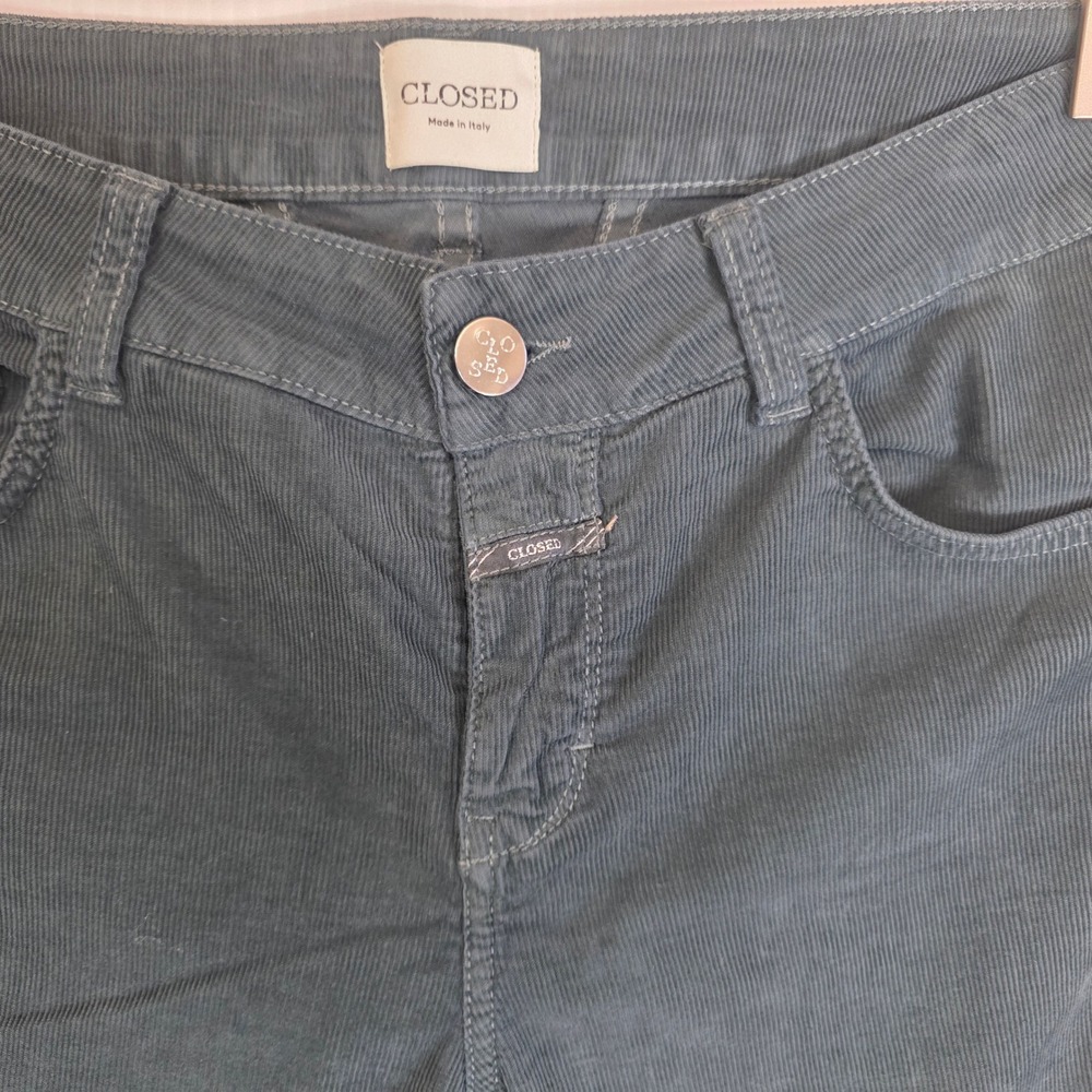 CLOSED Brand Pants Womens 31X27 Green Corduroy Slim Fit Straight Leg Italy Made